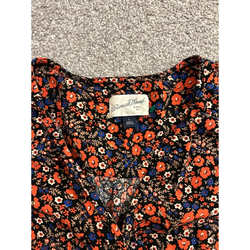 Vintage Sexy Floral Wrap Blouse Womens Large Multi Tie Front Excellent Long Slv - Picture 5 of 10
